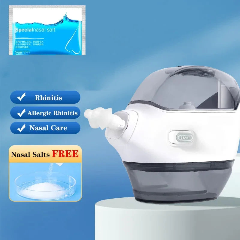 Electric Nasal Irrigator – Deep Sinus Rinse Machine with 50 Pre-Measured SaltPods | Powered Suction | 3 Pressure Modes | 360° Rotatable Nozzle | Drug-Free Congestion Relief for Adults