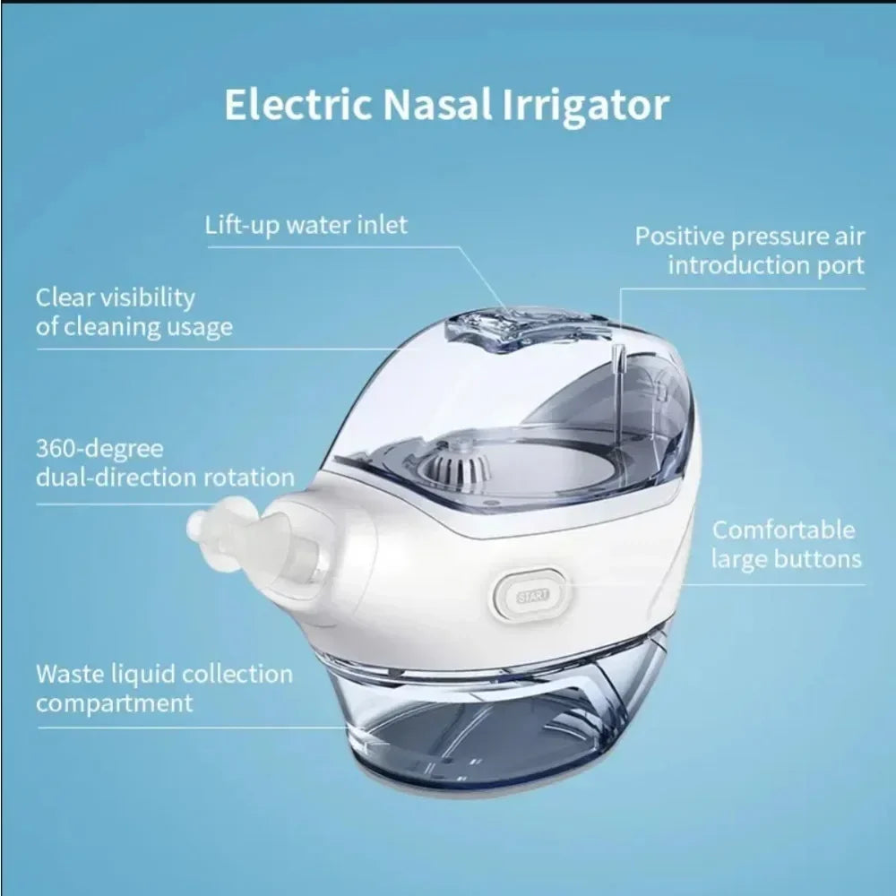 Electric Nasal Irrigator – Deep Sinus Rinse Machine with 50 Pre-Measured SaltPods | Powered Suction | 3 Pressure Modes | 360° Rotatable Nozzle | Drug-Free Congestion Relief for Adults