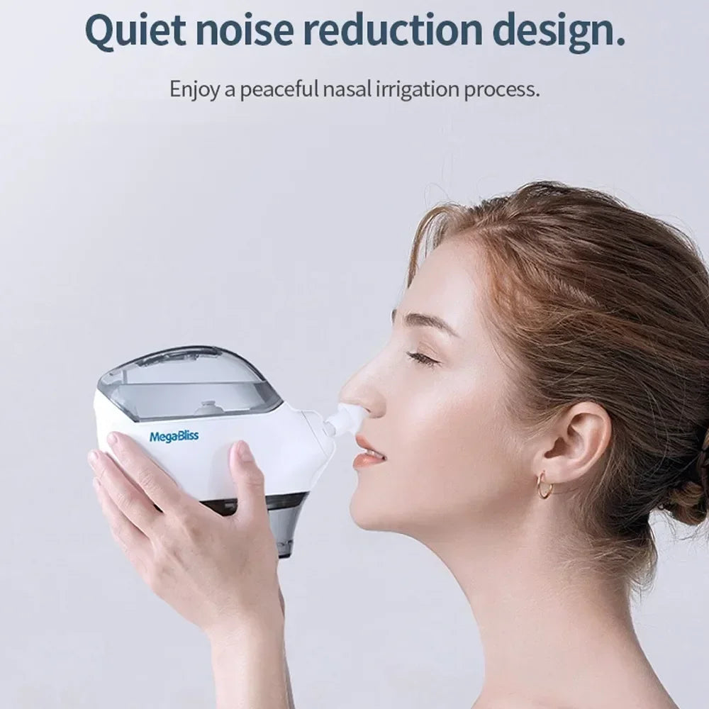 Electric Nasal Irrigator – Deep Sinus Rinse Machine with 50 Pre-Measured SaltPods | Powered Suction | 3 Pressure Modes | 360° Rotatable Nozzle | Drug-Free Congestion Relief for Adults