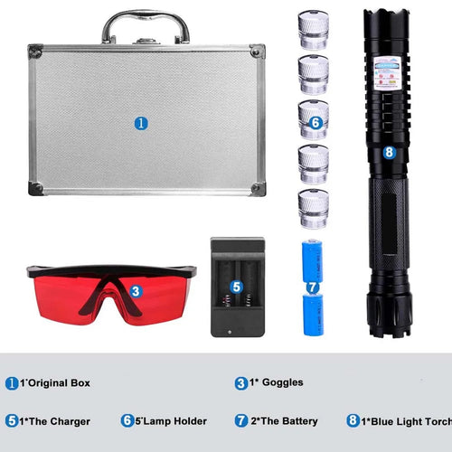 Burning Blue High-Power Tactical Laser Torch- Military Grade Flashlights