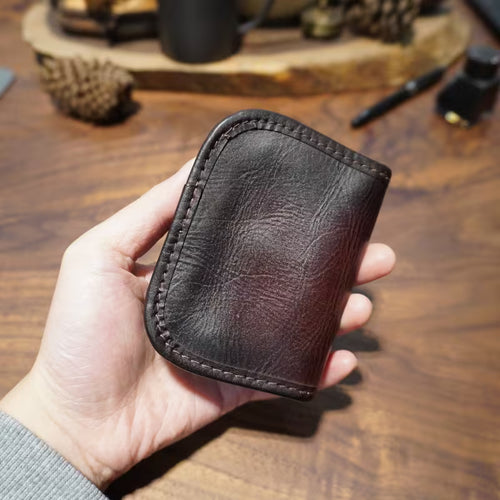 Genuine Leather Bifold Coin Purse for Men