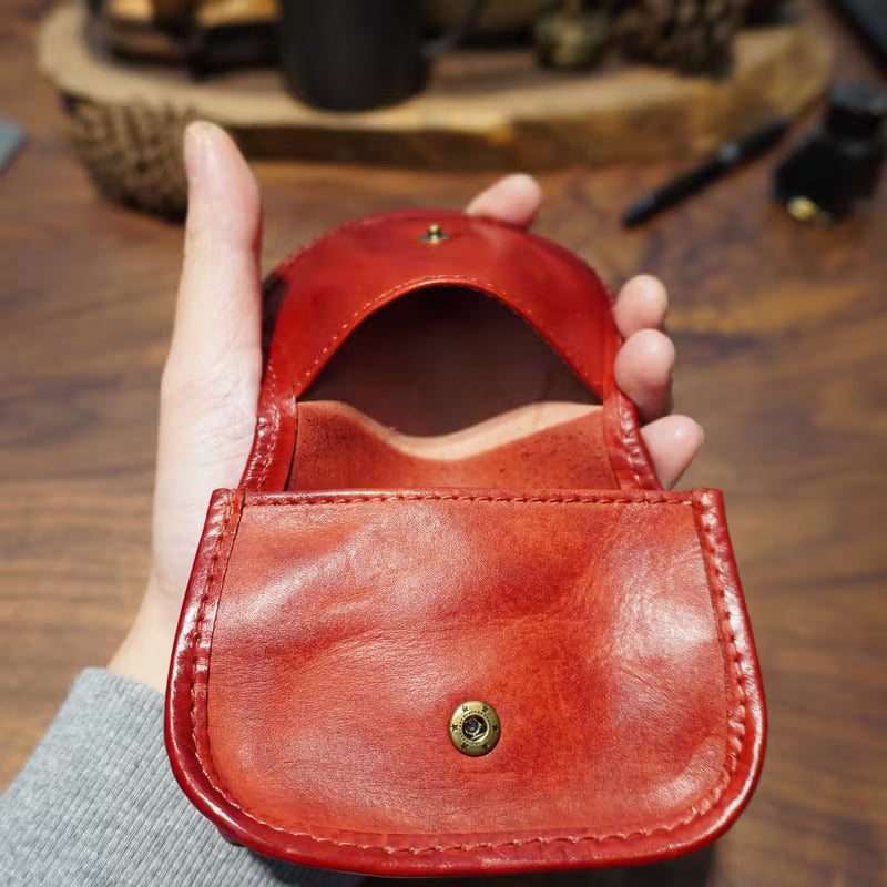 Genuine Leather Bifold Coin Purse for Men