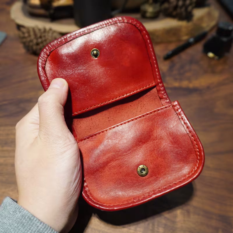 Genuine Leather Bifold Coin Purse for Men