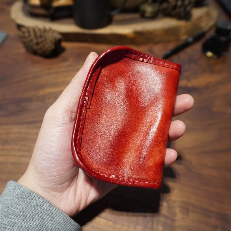 Genuine Leather Bifold Coin Purse for Men