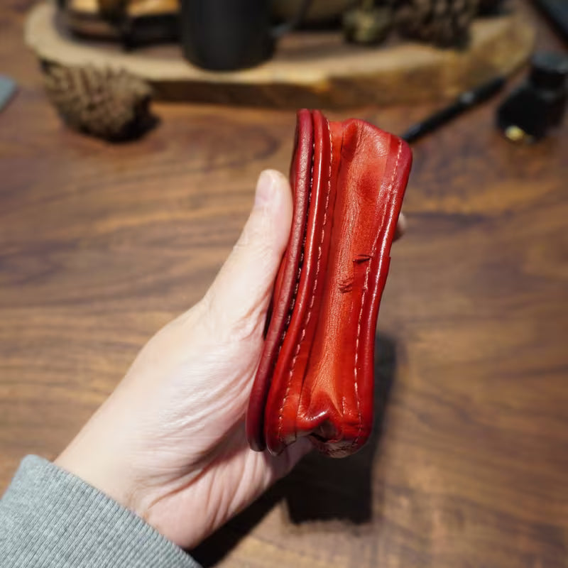 Genuine Leather Bifold Coin Purse for Men