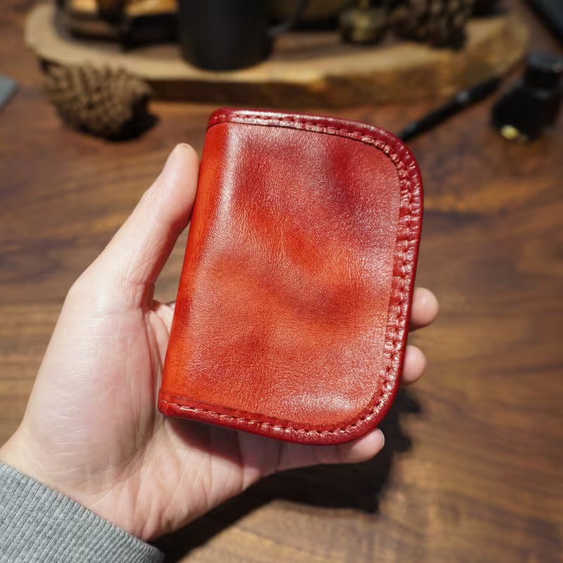 Genuine Leather Bifold Coin Purse for Men