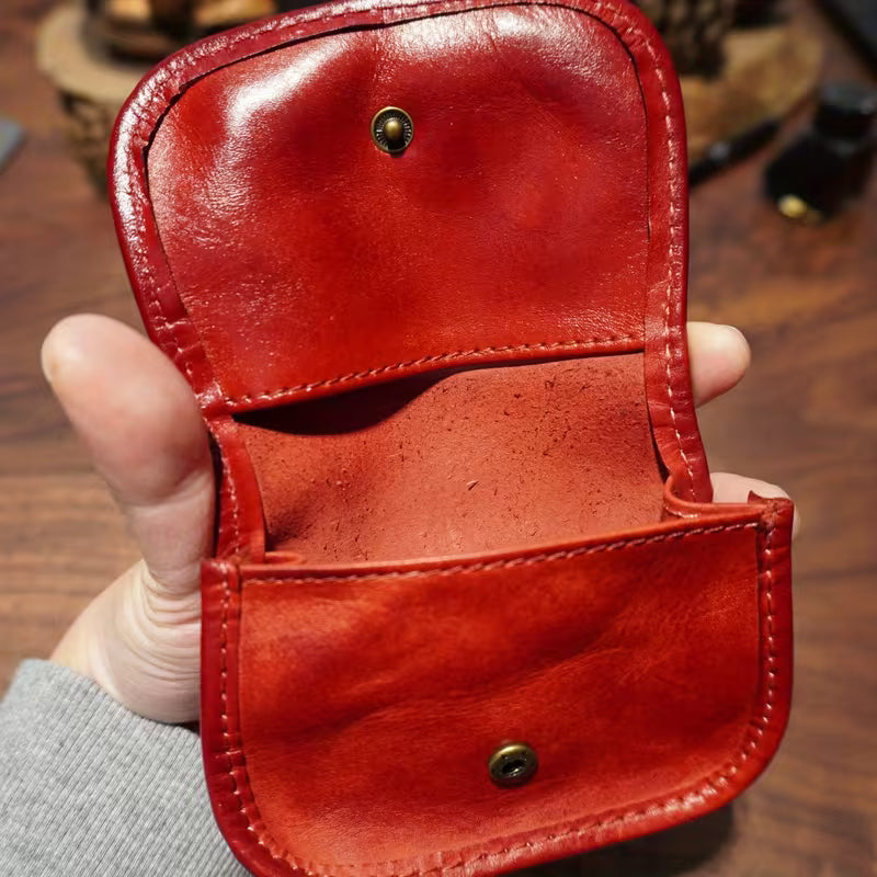 Genuine Leather Bifold Coin Purse for Men