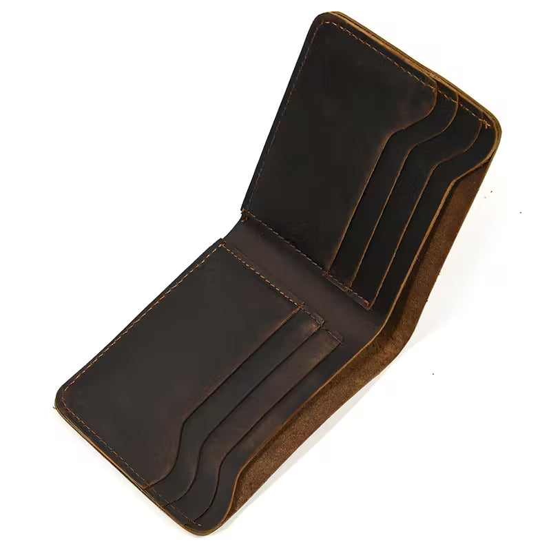 Men's Vintage Crazy Horse Leather Bifold Wallet