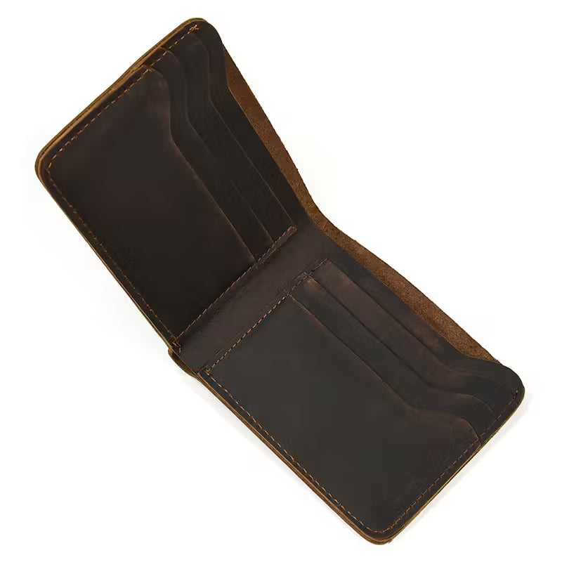 Men's Vintage Crazy Horse Leather Bifold Wallet