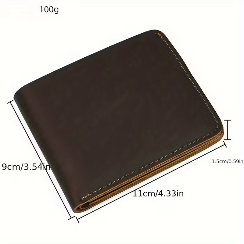 Men's Vintage Crazy Horse Leather Bifold Wallet