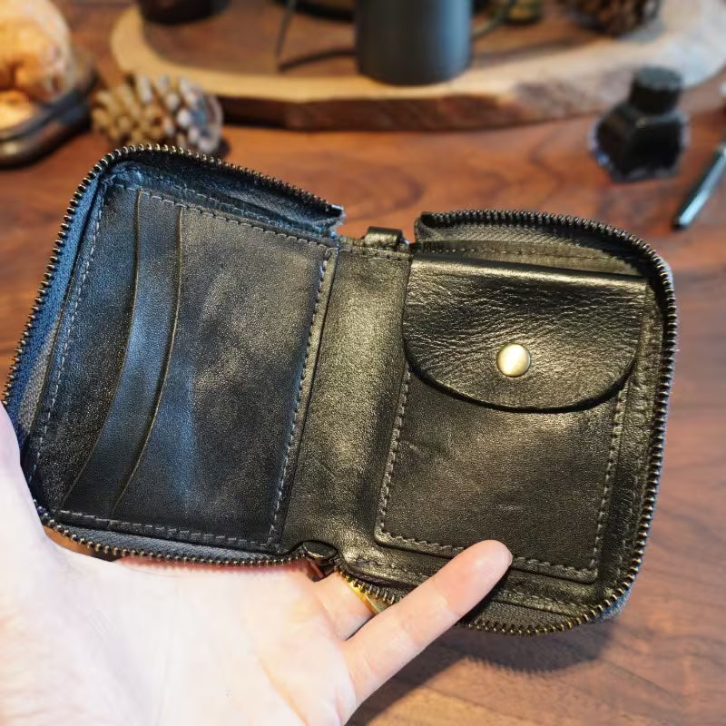 Men's Vintage Genuine Leather Zipper Wallet