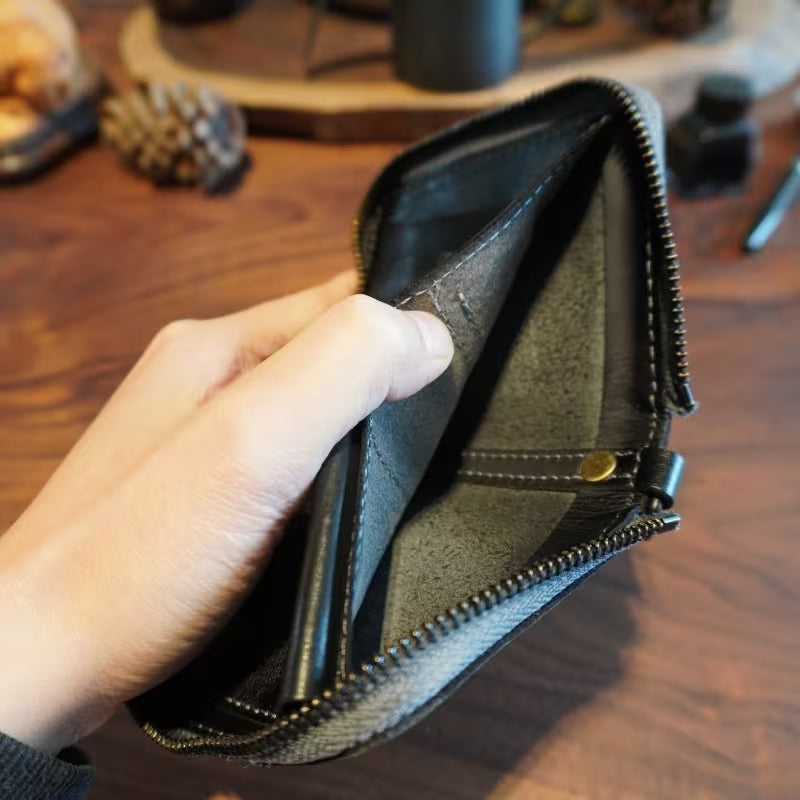 Men's Vintage Genuine Leather Zipper Wallet