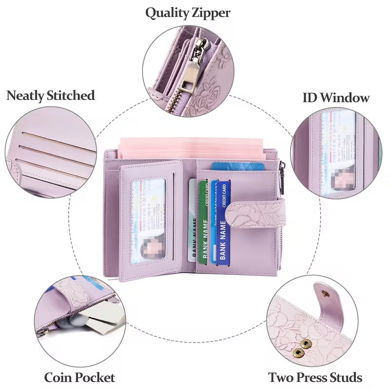 RFID PU Tri-Fold Wallet with Card Slots