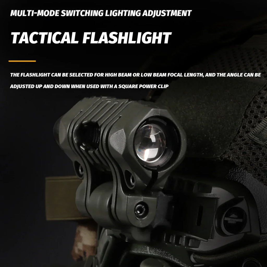 Tactical Airsoft Noise Reduction Military Headphones Night Vision Helmet Set with Flashlight