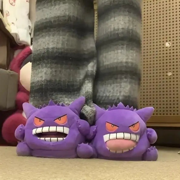 Gengar Plush Tongue-Out Slippers Soft Sole Anime Indoor Home Shoes Pokemon Ghost Type Gift Unisex