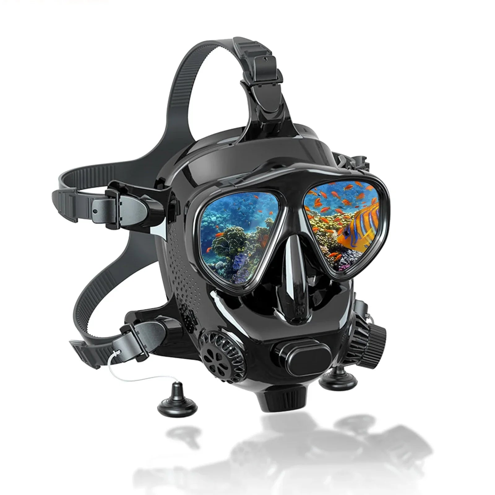 TUDIVING Full Face Diving Mask Dual Snorkel 180° Anti-Fog Camera Mount Mini Tank Compatible Adults