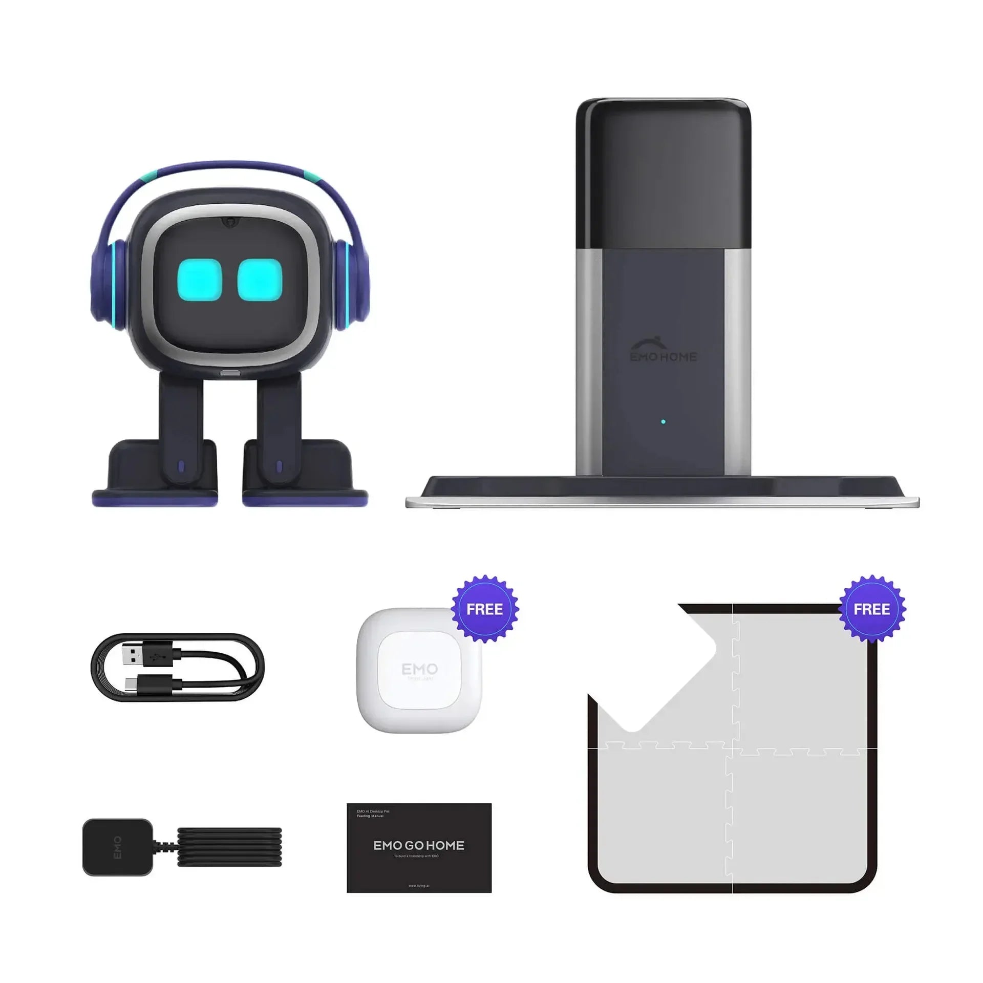 Emo AI Robot Pet Desktop Companion ChatGPT Voice Control 1000+ Expressions Face Recognition No Subscription
