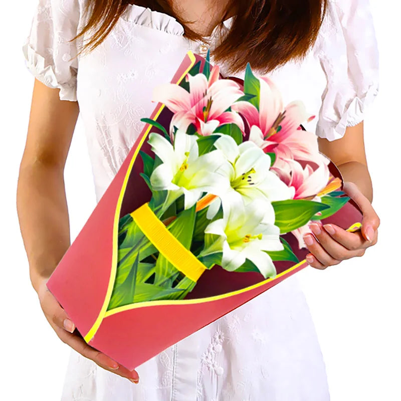 Premium 3D Pop-Up Flower Bouquet Card | Forever Floral Greeting Set