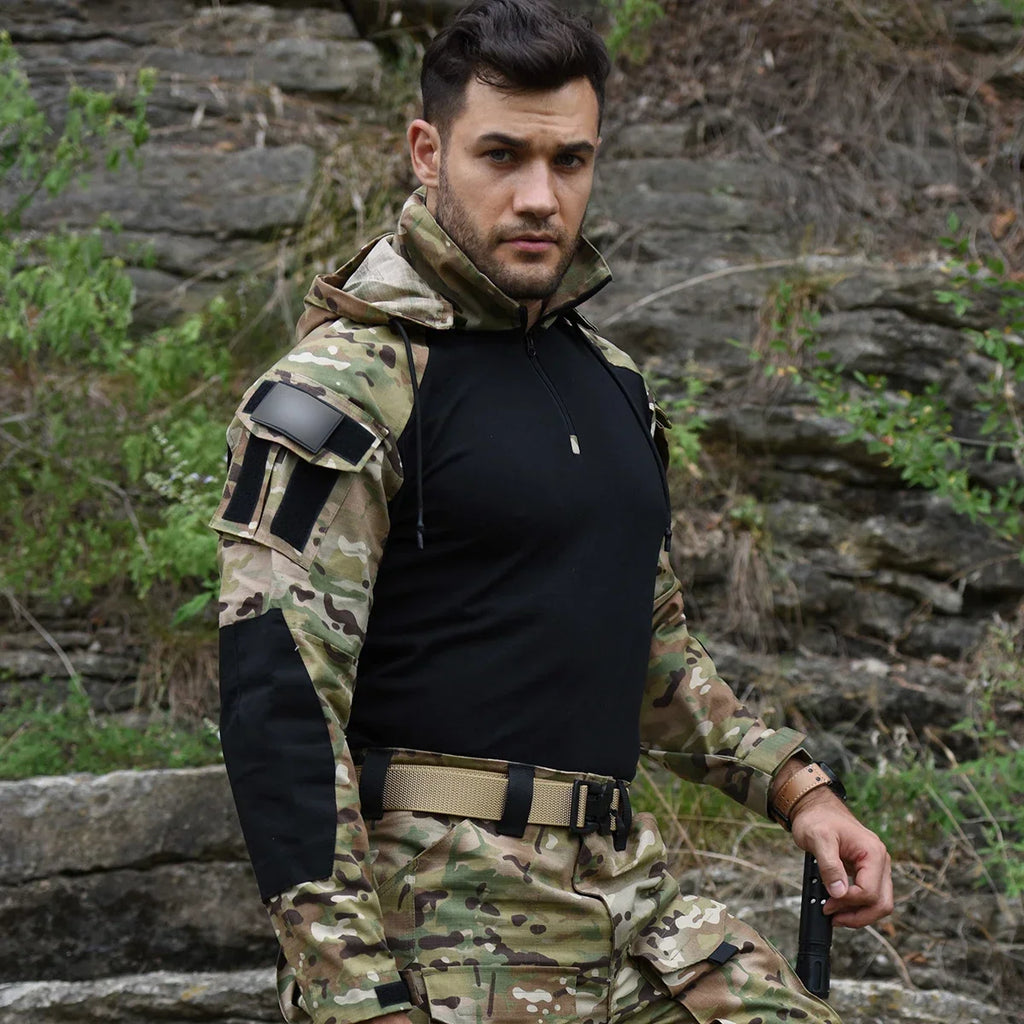 Tactical Camouflage Combat T-Shirt | Wear-Resistant Airsoft & Hunting Apparel