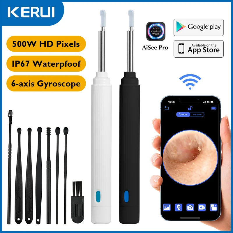 KERUI 5MP Smart Visual Ear Otoscope – HD Endoscope & Earwax Removal Tool