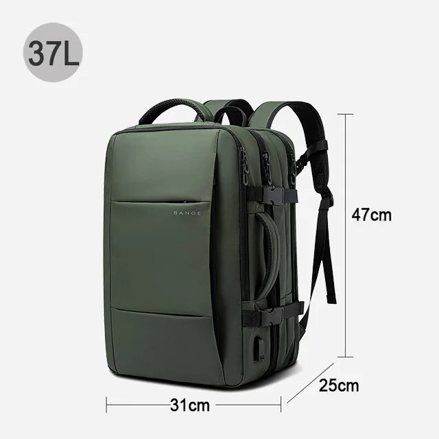 BANGE Travel Backpack Men Business Expandable USB Large Capacity Laptop Waterproof Fashion Backpack
