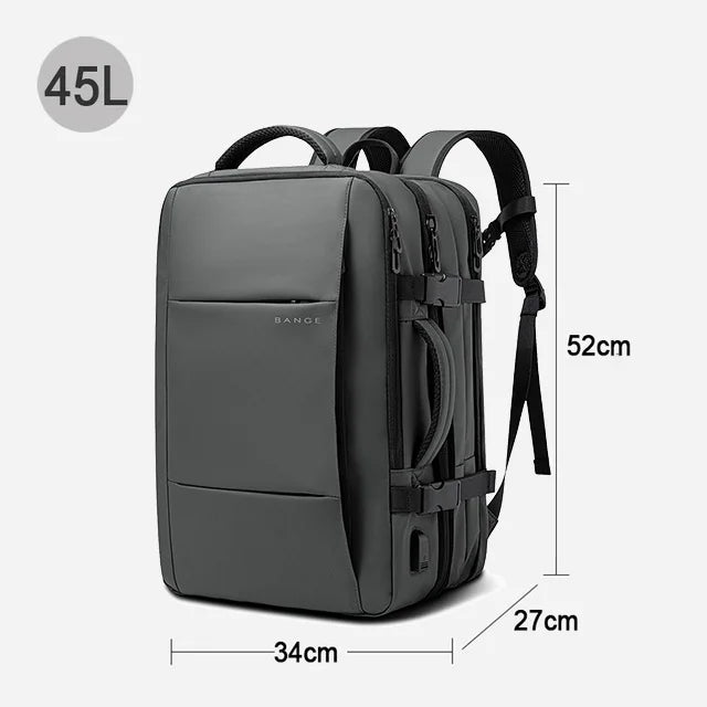 BANGE Travel Backpack Men Business Expandable USB Large Capacity Laptop Waterproof Fashion Backpack