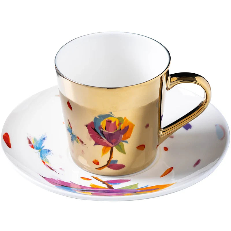ZenSands Nordic Picasso Lion Mirror Cup Saucer Set Anamorphic Porcelain Illusion Coffee Cup Gift
