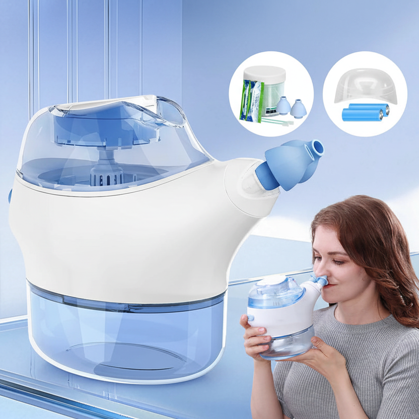 Electric Nasal Irrigator – Deep Sinus Rinse Machine with 50 Pre-Measured SaltPods | Powered Suction | 3 Pressure Modes | 360° Rotatable Nozzle | Drug-Free Congestion Relief for Adults
