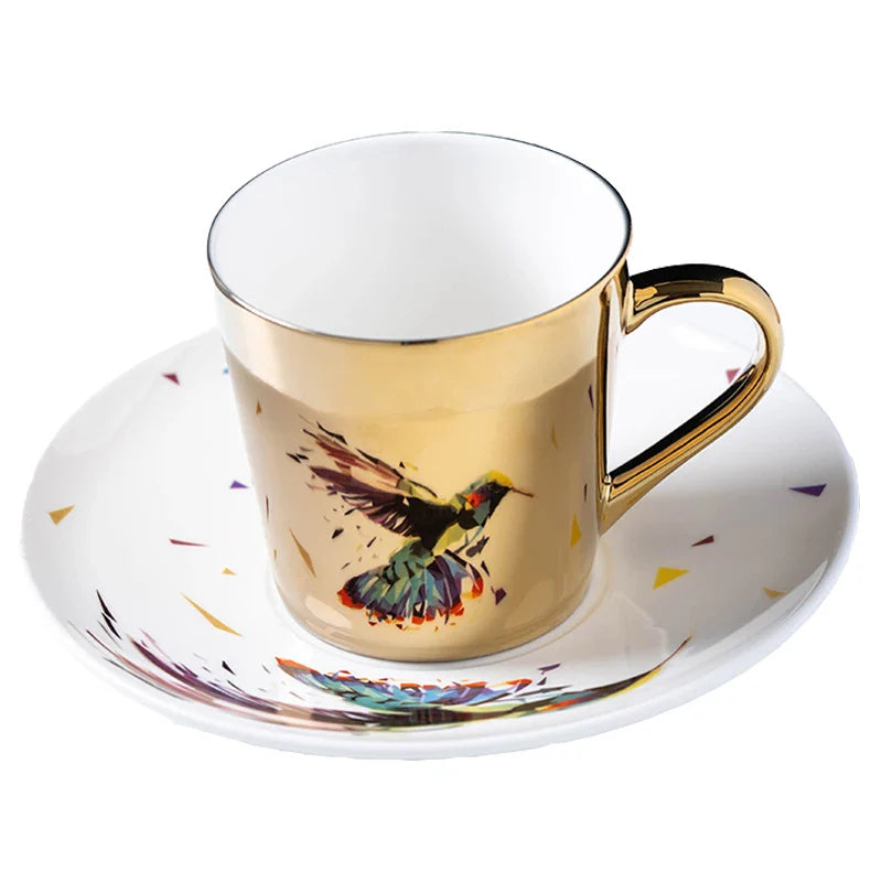 ZenSands Nordic Picasso Lion Mirror Cup Saucer Set Anamorphic Porcelain Illusion Coffee Cup Gift