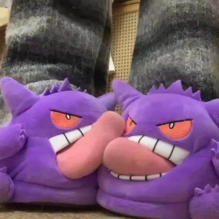 Gengar Plush Tongue-Out Slippers Soft Sole Anime Indoor Home Shoes Pokemon Ghost Type Gift Unisex