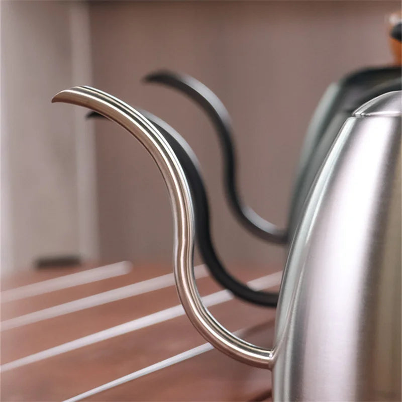 Gooseneck Pour Over Kettle 50oz 304 Stainless Steel Walnut Handle Minimalist Coffee Pot Gas Electric