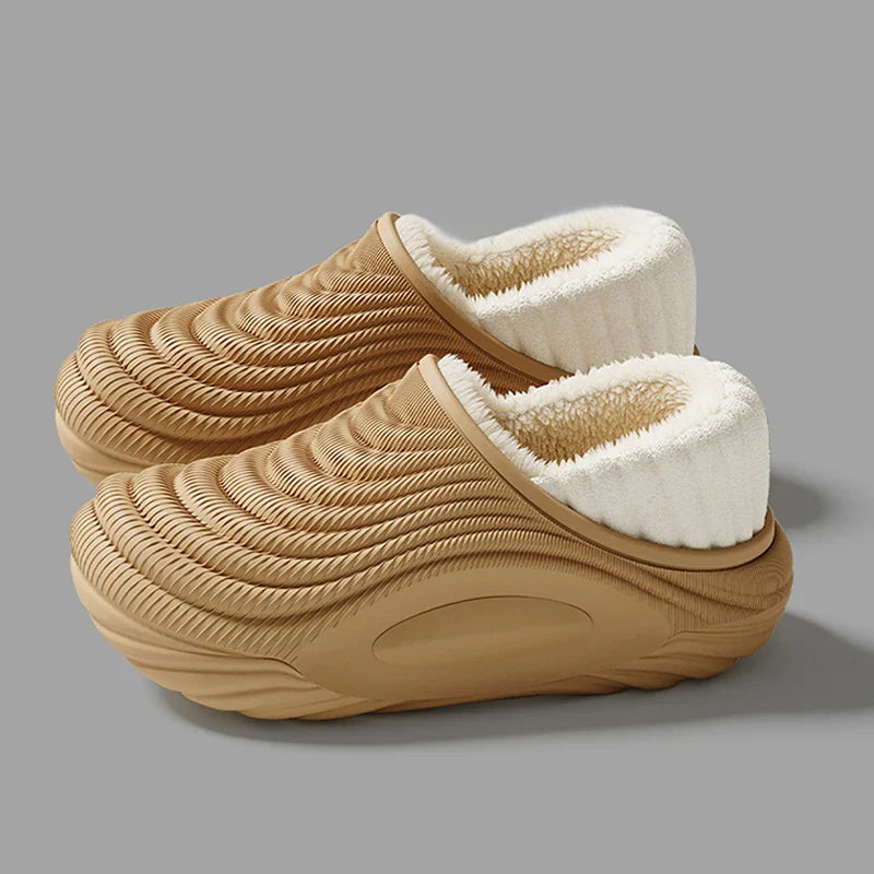 CloudWalk™ Waterproof Winter Slides | Plush-Lined EVA Thick-Bottom Slippers