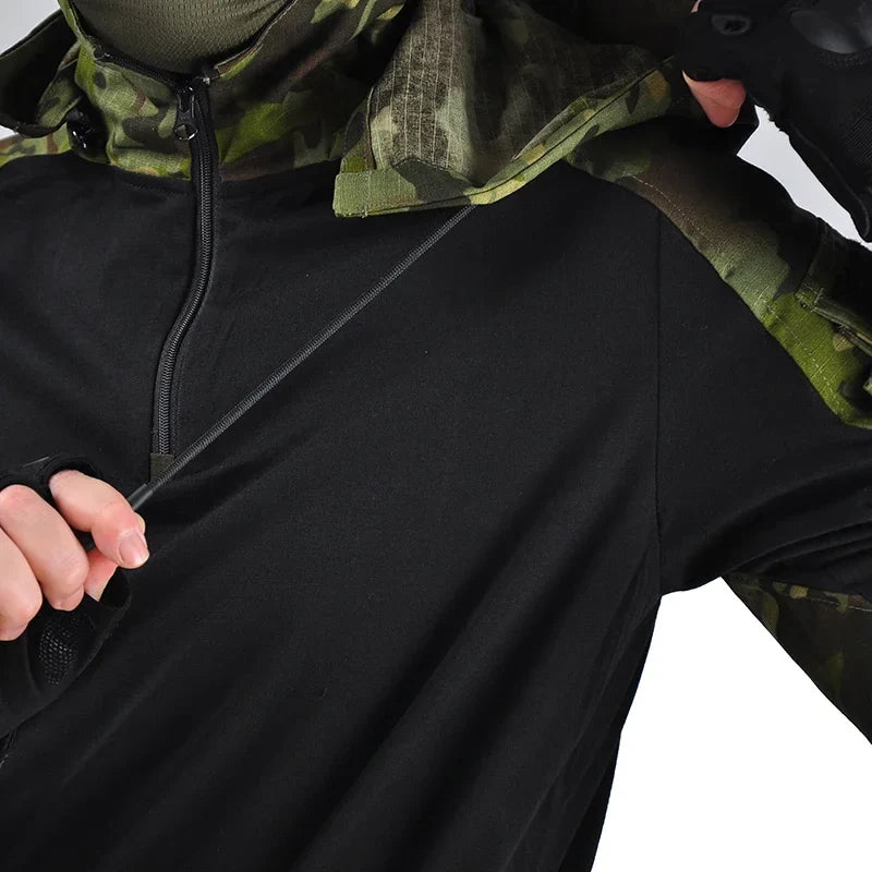 Tactical Camouflage Combat T-Shirt | Wear-Resistant Airsoft & Hunting Apparel