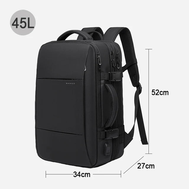 BANGE Travel Backpack Men Business Expandable USB Large Capacity Laptop Waterproof Fashion Backpack
