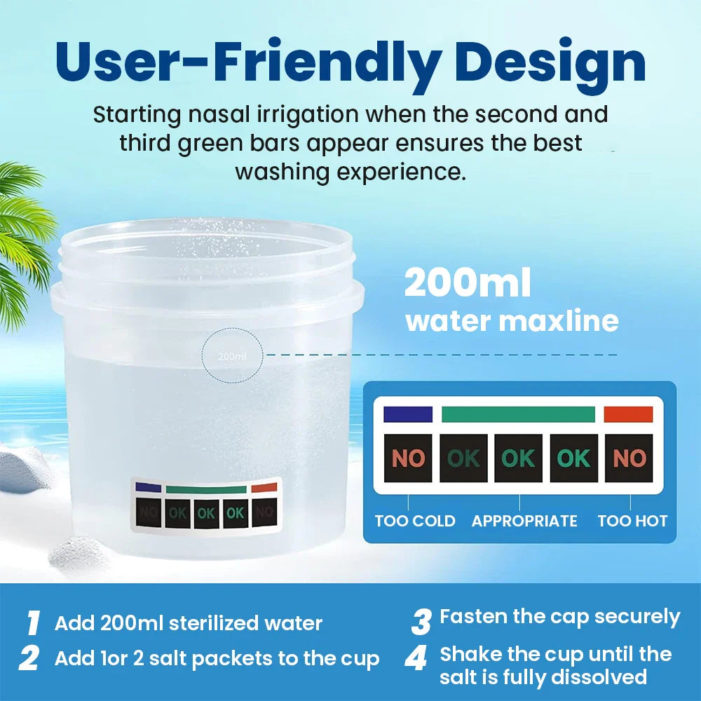 Electric Nasal Irrigator – Deep Sinus Rinse Machine with 50 Pre-Measured SaltPods | Powered Suction | 3 Pressure Modes | 360° Rotatable Nozzle | Drug-Free Congestion Relief for Adults