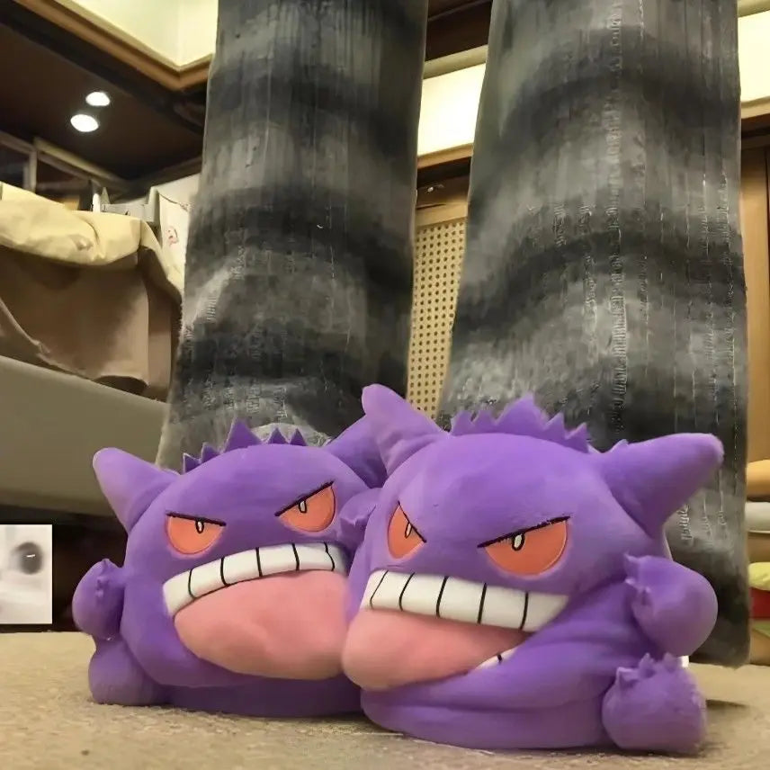 Gengar Plush Tongue-Out Slippers Soft Sole Anime Indoor Home Shoes Pokemon Ghost Type Gift Unisex