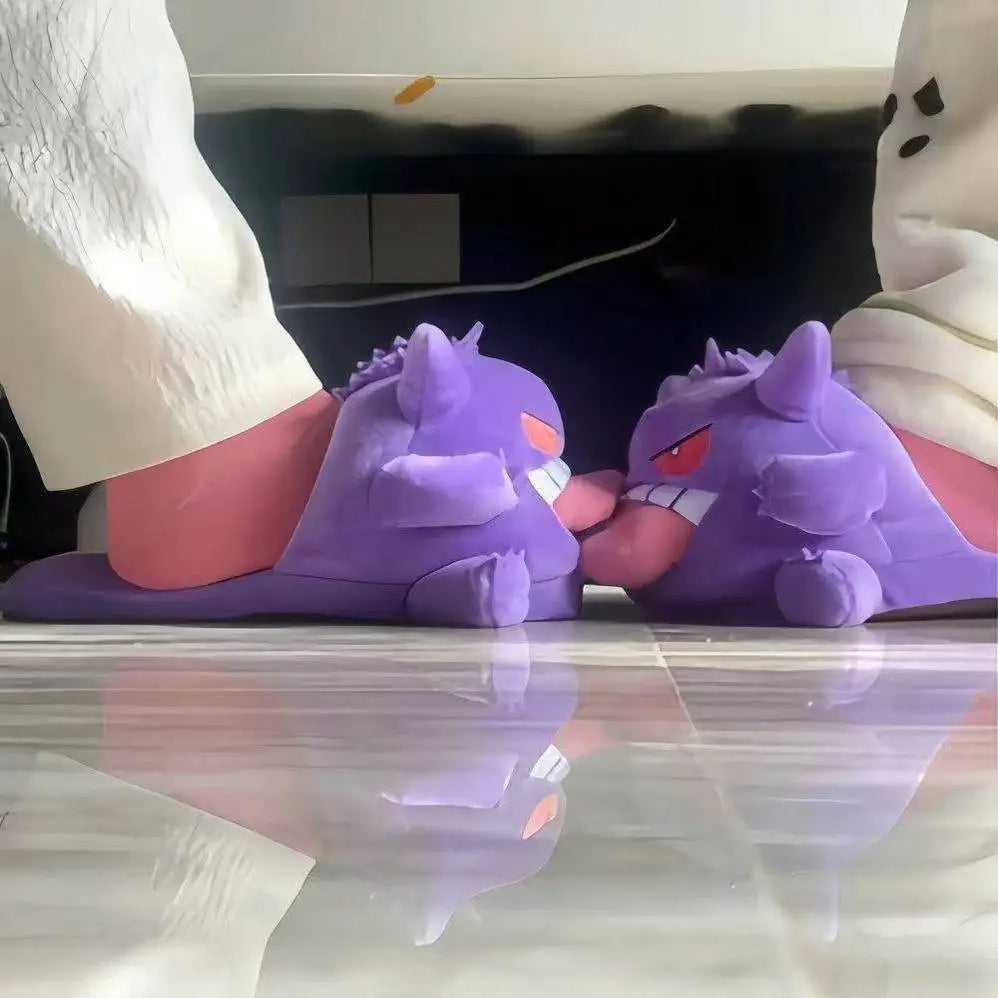 Gengar Plush Tongue-Out Slippers Soft Sole Anime Indoor Home Shoes Pokemon Ghost Type Gift Unisex