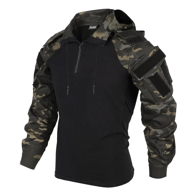 Tactical Camouflage Combat T-Shirt | Wear-Resistant Airsoft & Hunting Apparel