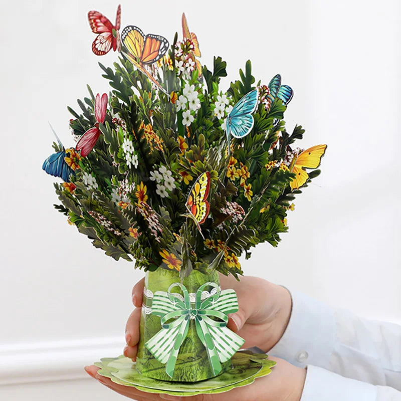 Premium 3D Pop-Up Flower Bouquet Card | Forever Floral Greeting Set
