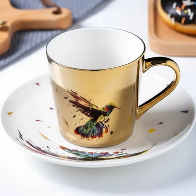 Luycho Anamorphic Mirror Reflection Cup | Creative Horse & Hummingbird Coffee & Tea Set