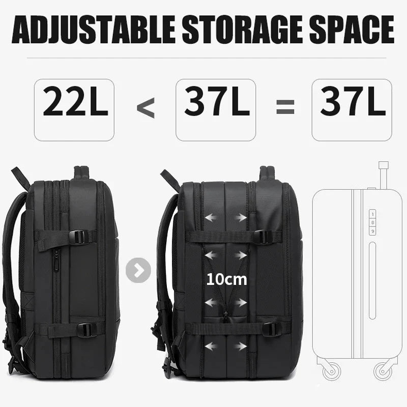 BANGE Travel Backpack Men Business Expandable USB Large Capacity Laptop Waterproof Fashion Backpack