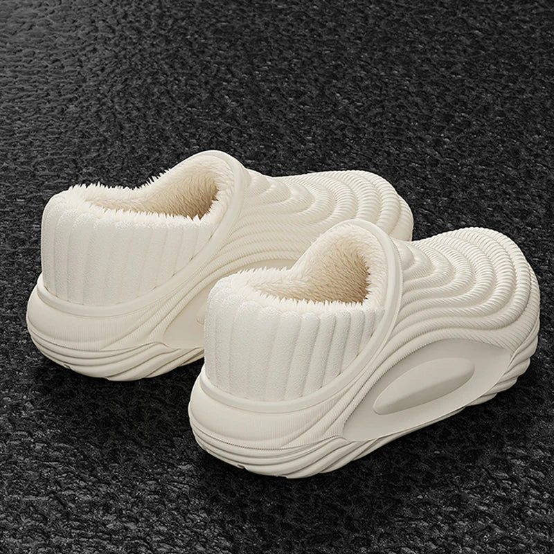 CloudWalk™ Waterproof Winter Slides | Plush-Lined EVA Thick-Bottom Slippers