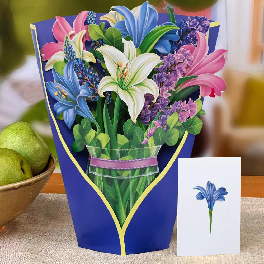 Premium 3D Pop-Up Flower Bouquet Card | Forever Floral Greeting Set