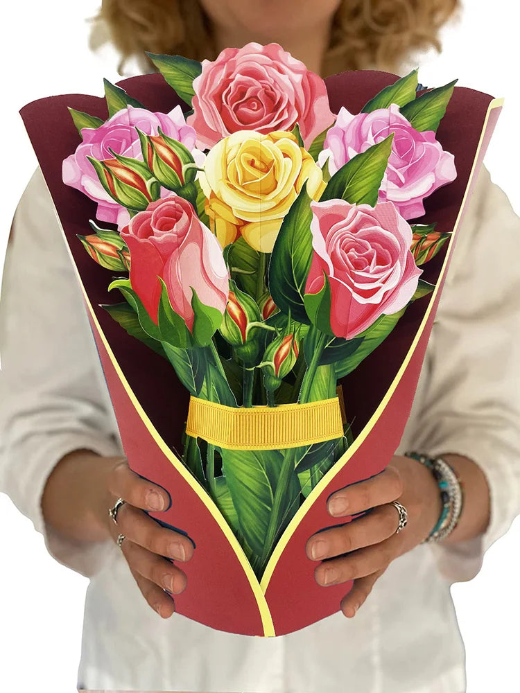 Premium 3D Pop-Up Flower Bouquet Card | Forever Floral Greeting Set