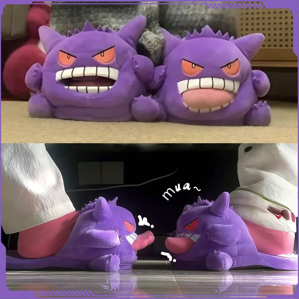 Gengar Plush Tongue-Out Slippers Soft Sole Anime Indoor Home Shoes Pokemon Ghost Type Gift Unisex