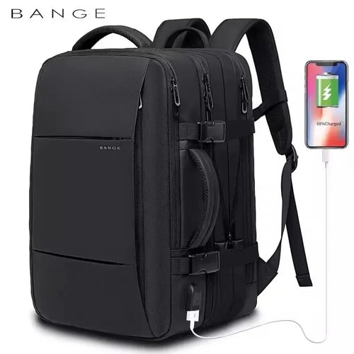 BANGE Travel Backpack Men Business Expandable USB Large Capacity Laptop Waterproof Fashion Backpack