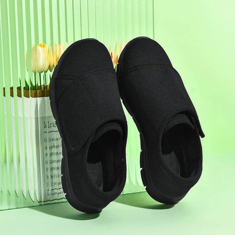 Summer Breathable Non-Slip Soft Sole Elderly Shoes, Women's Casual Orthopedic Walking Flats for Middle-Aged and Seniors