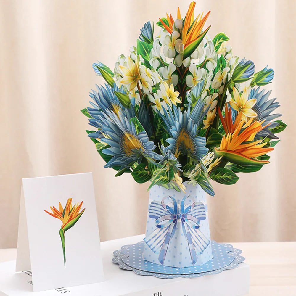Premium 3D Pop-Up Flower Bouquet Card | Forever Floral Greeting Set