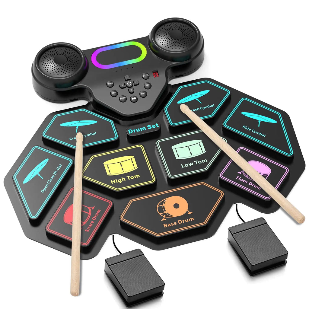 9-Pad Portable Smart Electronic Drum Kit