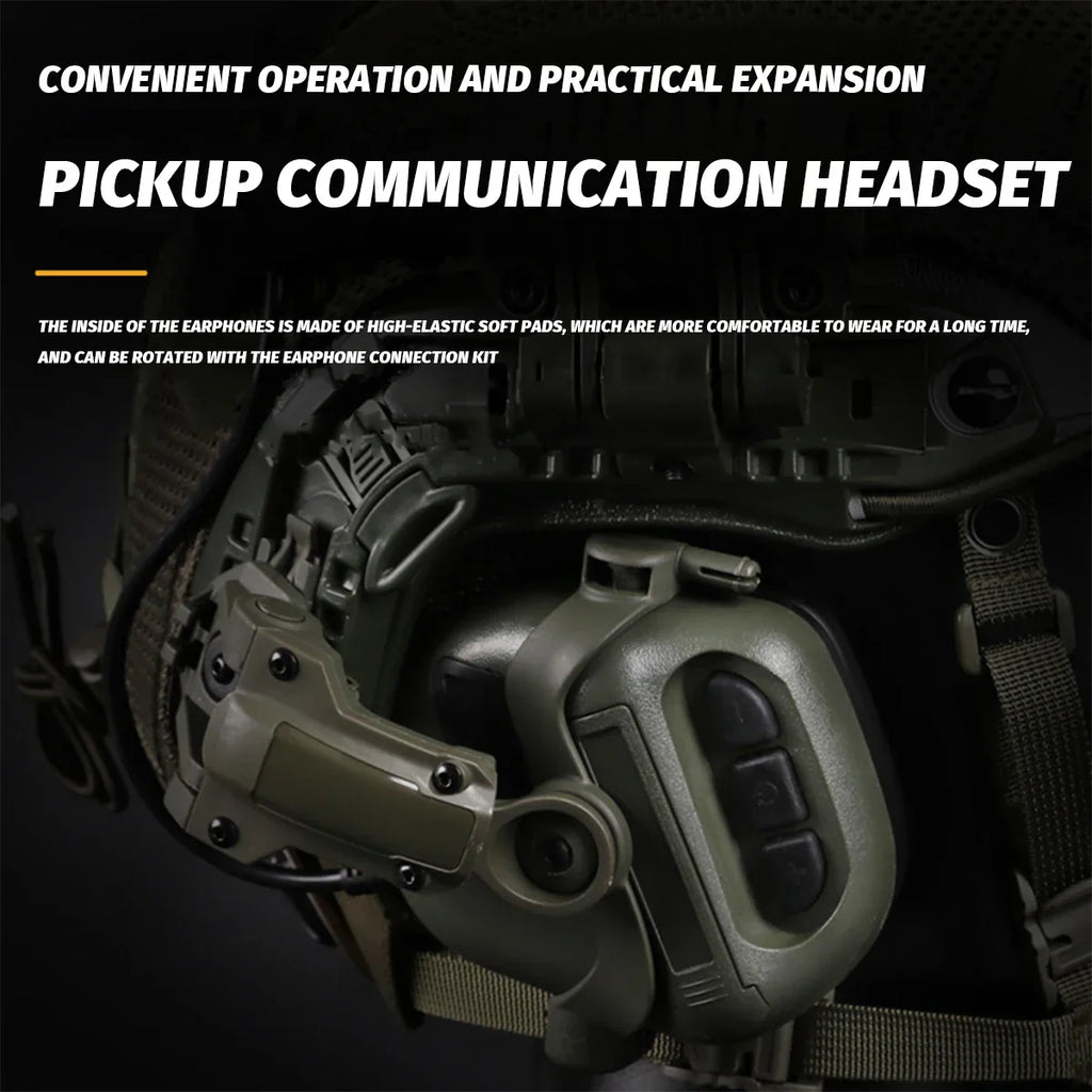 Tactical Airsoft Noise Reduction Military Headphones Night Vision Helmet Set with Flashlight